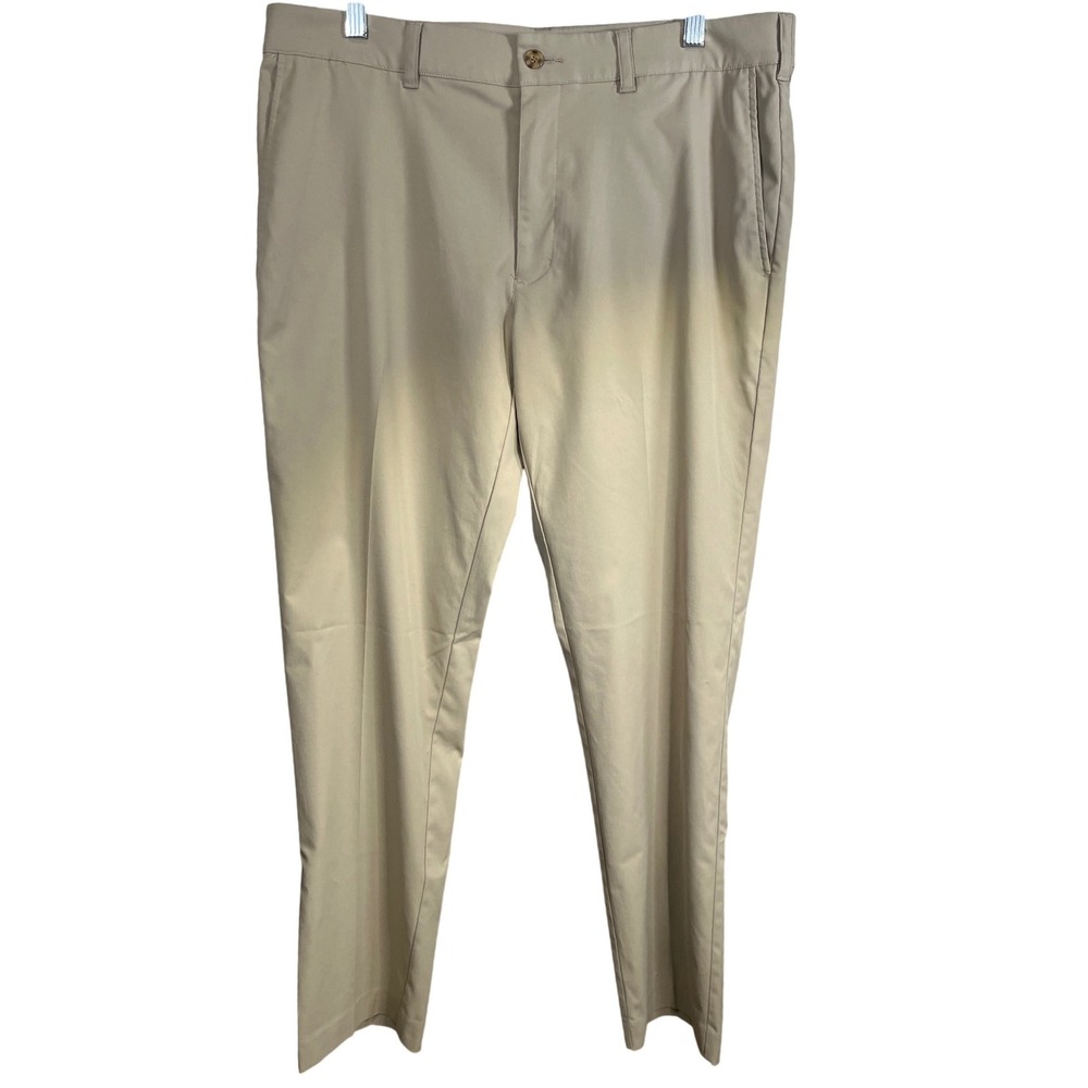 Grand Slam Mens Golf Pants Tan Khaki‎ Flat Front Performance Trousers 34x32